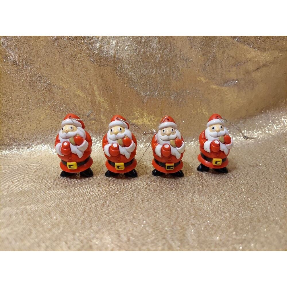 4 Vintage Topps 2001 Santa Claus Ornament Cookies Milk Figures Christmas Holiday